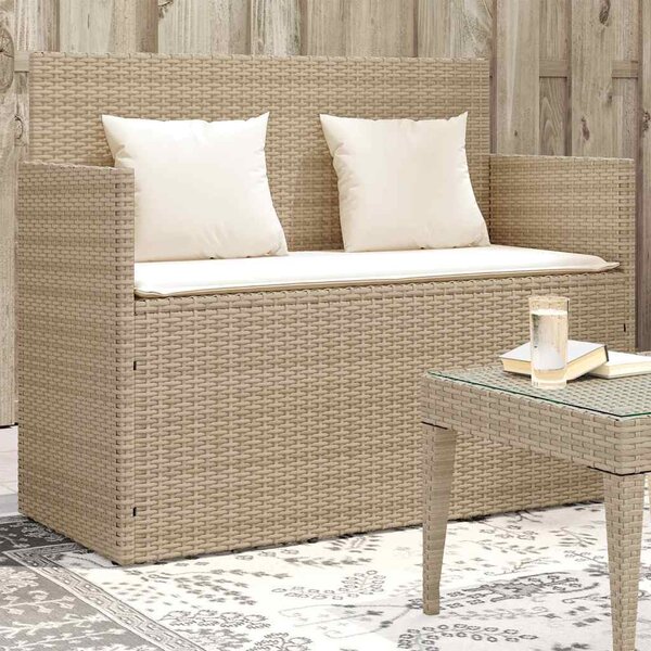 VidaXL Zahradní lavice s poduškami polyratan, rozměry 120 x 50 x 90,5 cm [365763] Barva: Hnědá