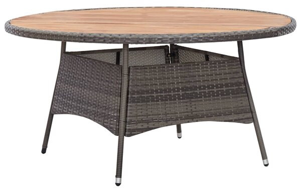 Zahradní stůl šedý 150 x 74 cm polyratan a akáciové dřevo