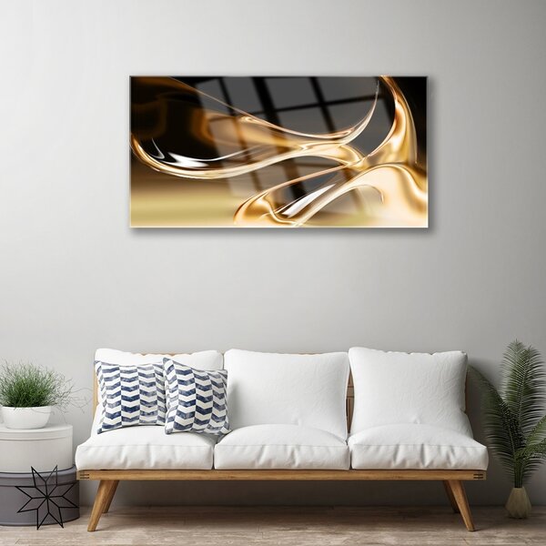 Obraz na skle Zlato Abstrakce Art Umění 100x50 cm 2 Přívěsky