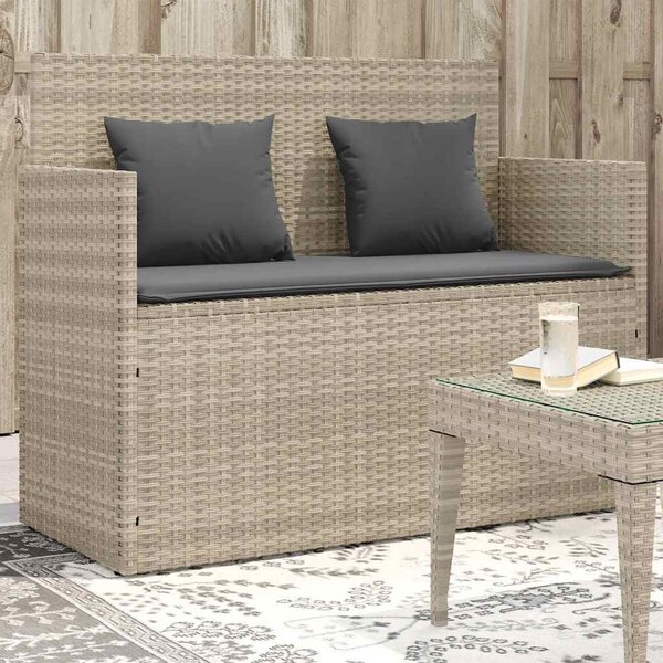 VidaXL Zahradní lavice s poduškami polyratan, rozměry 120 x 50 x 90,5 cm [365763] Barva: Hnědá