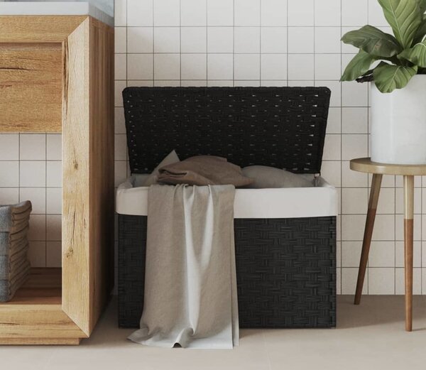 VidaXL Koš na prádlo s víkem 55,5 x 35 x 34 cm polyratan [372049] Barva: Hnědá