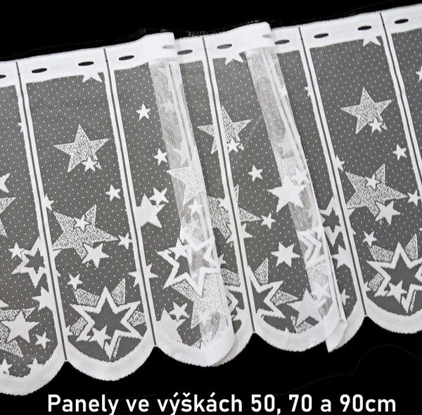 Metrážová záclona Vánoční hvězda - výška 70 cm (Záclona s vánočním motivem)