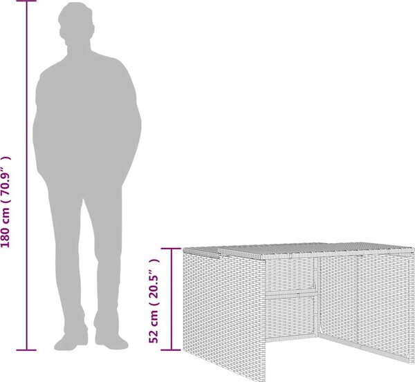 VidaXL Garáž pro robotickou sekačku 86x90x52/57 cm polyratan [365404] Barva: Šedá