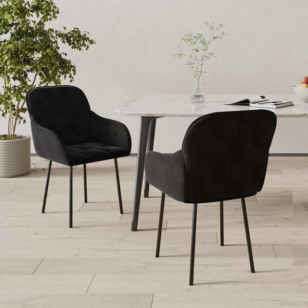 VidaXL Jídelní židle 2 ks samet, celkové rozměry 57 x 61 x 80 cm [344854] Barva: Žlutá