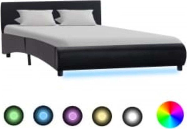 VidaXL Rám postele s LED světlem umělá kůže [285492] Barva: Šedá, Velikost: 90 x 200 cm (rám 217 x 94 x 65 cm)