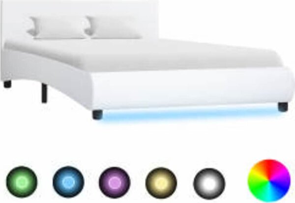 VidaXL Rám postele s LED světlem umělá kůže [285492] Barva: Šedá, Velikost: 90 x 200 cm (rám 217 x 94 x 65 cm)