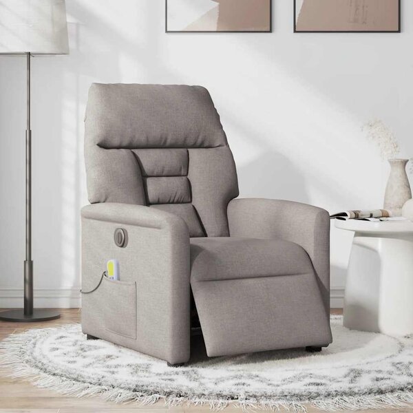 VidaXL Elektrické masážní polohovací křeslo textil, rozměry ve vzpřímené poloze 72 x 90 x 99 cm [3303025] Barva: světle šedá