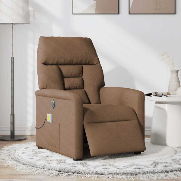 VidaXL Elektrické masážní polohovací křeslo textil, rozměry ve vzpřímené poloze 72 x 90 x 99 cm [3303025] Barva: světle šedá