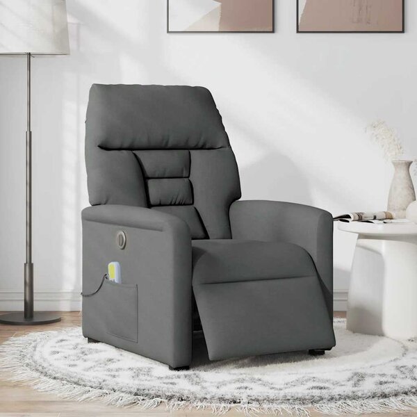 VidaXL Elektrické masážní polohovací křeslo textil, rozměry ve vzpřímené poloze 72 x 90 x 99 cm [3303025] Barva: světle šedá