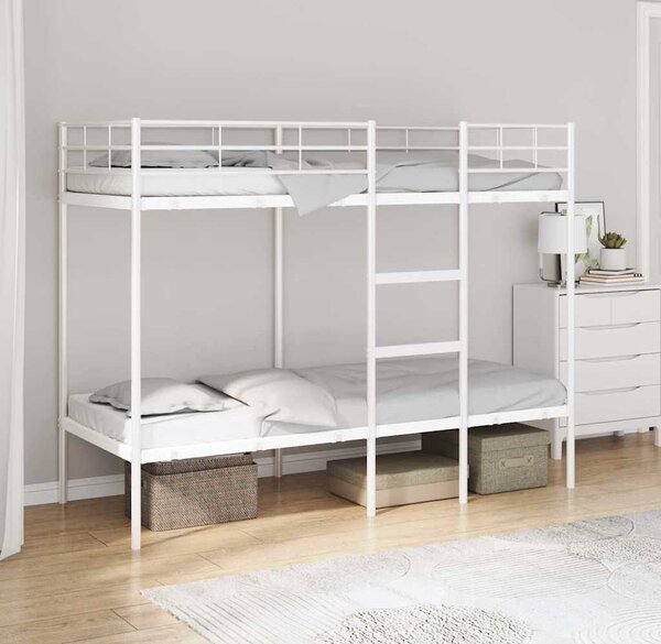 VidaXL Patrová postel bez matrace ocel [42000323] Barva: Bílá, Velikost: 80 x 200 cm (rám 207 x 79,5 x 150 cm)