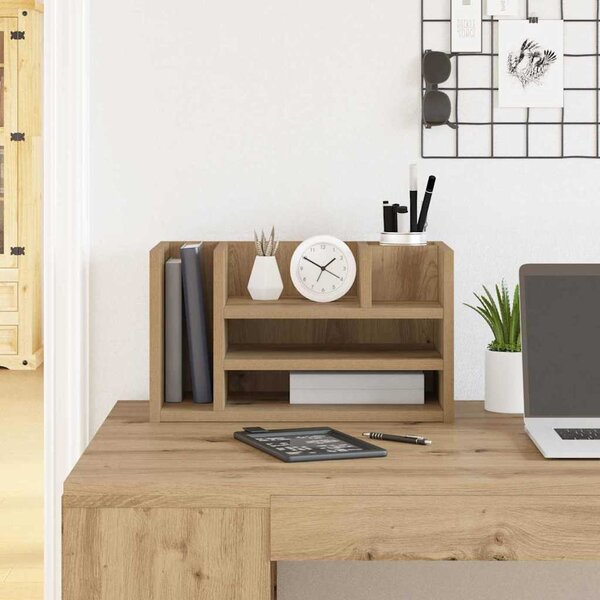 VidaXL Stolní organizér 44,5 x 24 x 25 cm kompozitní dřevo [848038] Barva: Bílá