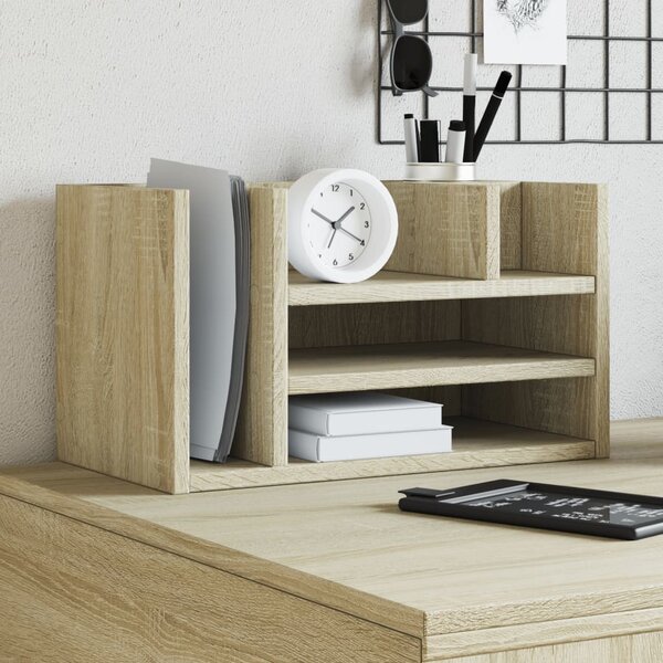 VidaXL Stolní organizér 44,5 x 24 x 25 cm kompozitní dřevo [848038] Barva: Bílá