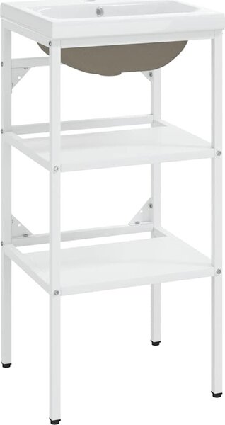 VidaXL Koupelnový rám s vestavěným umyvadlem železo [3101373] Barva: Bílá, Velikost: 59 x 38 x 83 cm