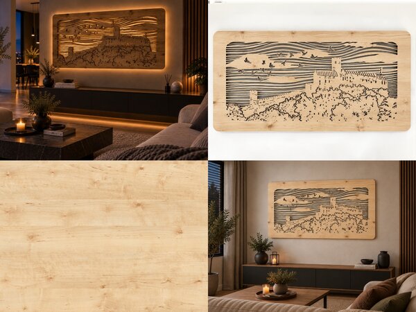 "Bezděz" světelný obraz 230V 100x50 cm provedení povrchu: dub