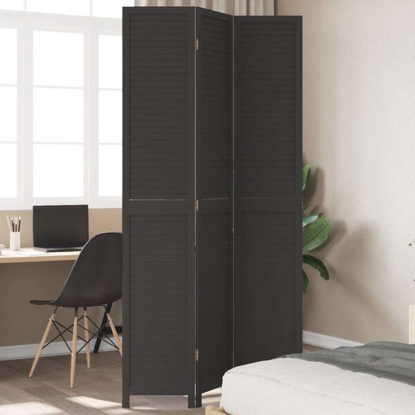 VidaXL Paraván 3dílný černý masivní dřevo pavlovnie [358845] Velikost: 40 x 160 cm
