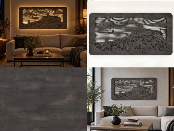 "Bezděz" světelný obraz 230V 100x50 cm provedení povrchu: dub