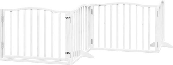 VidaXL Zábrana pro psy s dvířky skládací 4 panely 320 cm [352217] Barva: Přírodní, Velikost: 80 x 90 x 2 cm