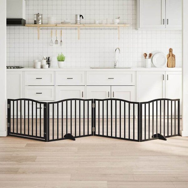 VidaXL Zábrana pro psy s dvířky skládací 4 panely 320 cm [352217] Barva: Přírodní, Velikost: 80 x 90 x 2 cm
