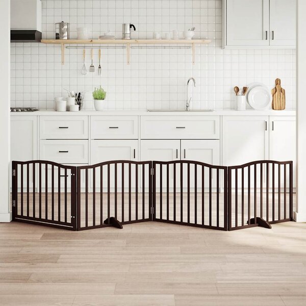 VidaXL Zábrana pro psy s dvířky skládací 4 panely 320 cm [352217] Barva: Přírodní, Velikost: 80 x 90 x 2 cm