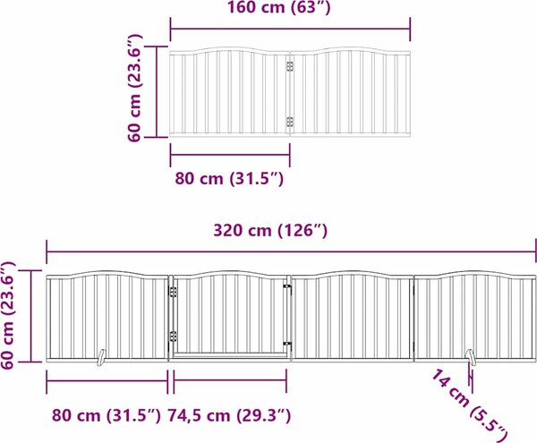 VidaXL Zábrana pro psy s dvířky skládací 6 panelů 480 cm topol [3155617] Barva: Přírodní, Velikost: 80 x 90 x 2 cm