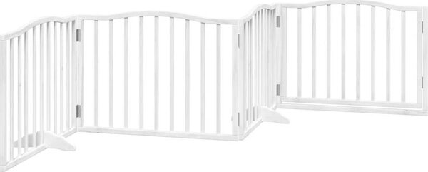 VidaXL Zábrana pro psy s dvířky skládací 4 panely 320 cm [352217] Barva: Přírodní, Velikost: 80 x 90 x 2 cm