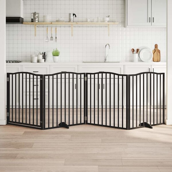 VidaXL Zábrana pro psy s dvířky skládací 4 panely 320 cm [352217] Barva: Přírodní, Velikost: 80 x 90 x 2 cm
