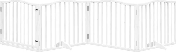 VidaXL Zábrana pro psy s dvířky skládací 4 panely 320 cm [352217] Barva: Přírodní, Velikost: 80 x 90 x 2 cm