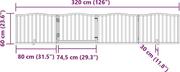 VidaXL Zábrana pro psy s dvířky skládací 4 panely 320 cm [352217] Barva: Přírodní, Velikost: 80 x 90 x 2 cm