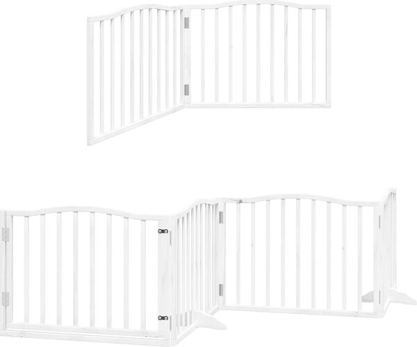 VidaXL Zábrana pro psy s dvířky skládací 6 panelů 480 cm topol [3155617] Barva: Přírodní, Velikost: 80 x 90 x 2 cm