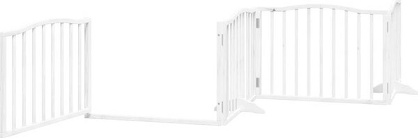 VidaXL Zábrana pro psy s dvířky skládací 4 panely 320 cm [352217] Barva: Přírodní, Velikost: 80 x 90 x 2 cm