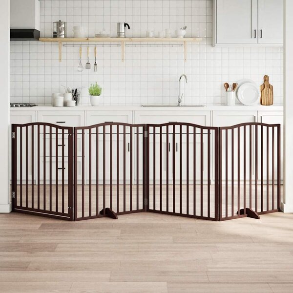 VidaXL Zábrana pro psy s dvířky skládací 4 panely 320 cm [352217] Barva: Přírodní, Velikost: 80 x 90 x 2 cm