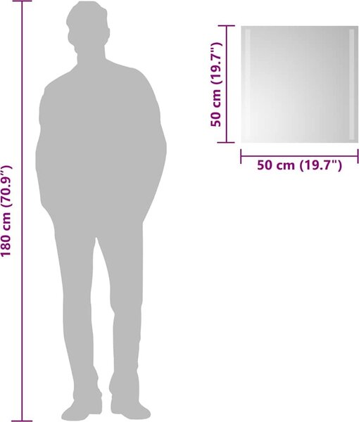 VidaXL Koupelnové zrcadlo s LED osvětlením, materiál sklo [151739] Velikost: 60 x 60 cm