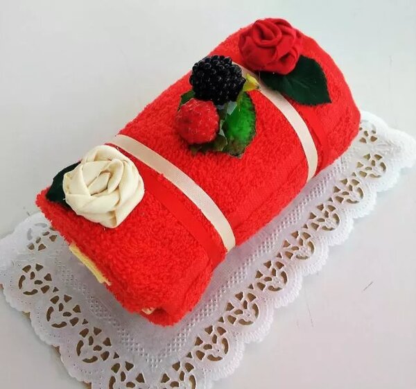 Textilní dort Miniroláda jahodová
