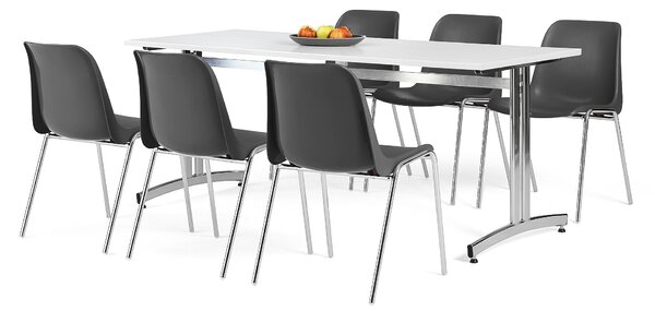 AJ Produkty Nábytkový set SANNA + SIERRA, 1 stůl a 6 černých židlí