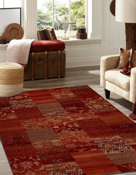 Koberec KASHQAI 4327 300 Patchwork bordó