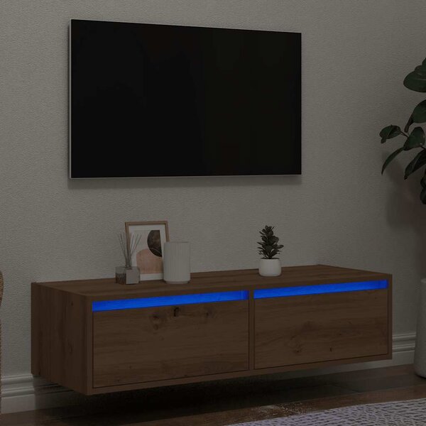 VidaXL TV skříňka s LED osvětlením 100X35,5x25 cm [860241] Barva: Černý dub