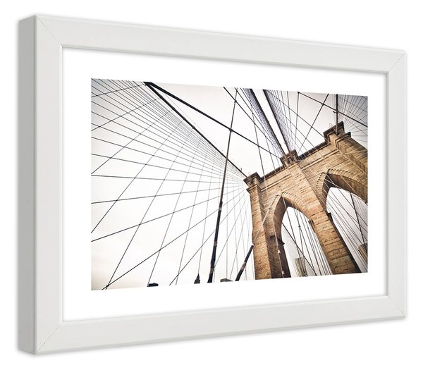 Gario Plakát Výstavba Brooklynského mostu Barva rámu: Bílá, Velikost: 100 x 70 cm