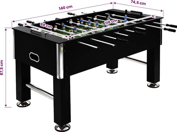 VidaXL Stolní fotbal ocel 60 kg 140 x 74,5 x 87,5 cm [91438] Barva: Hnědá
