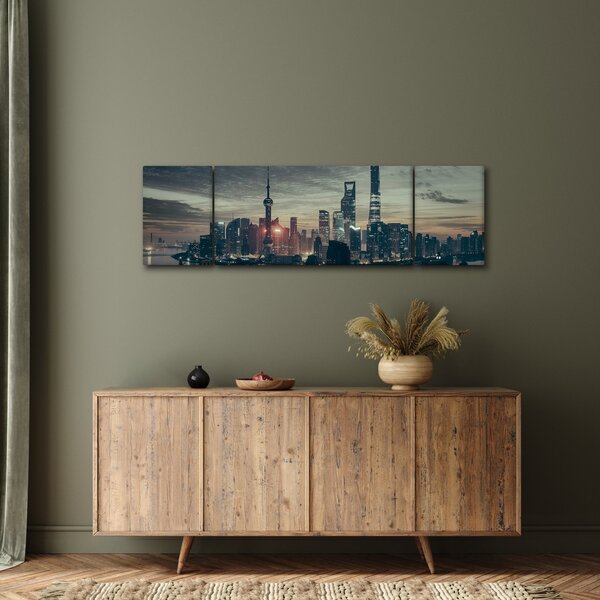 Obraz města za soumraku (170x50 cm)