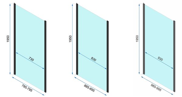 Rea Rapid, pevná stěna pro sprchový kout Rapid 100 x 195 cm, 6mm čiré sklo, zlatý profil, REA-K5625