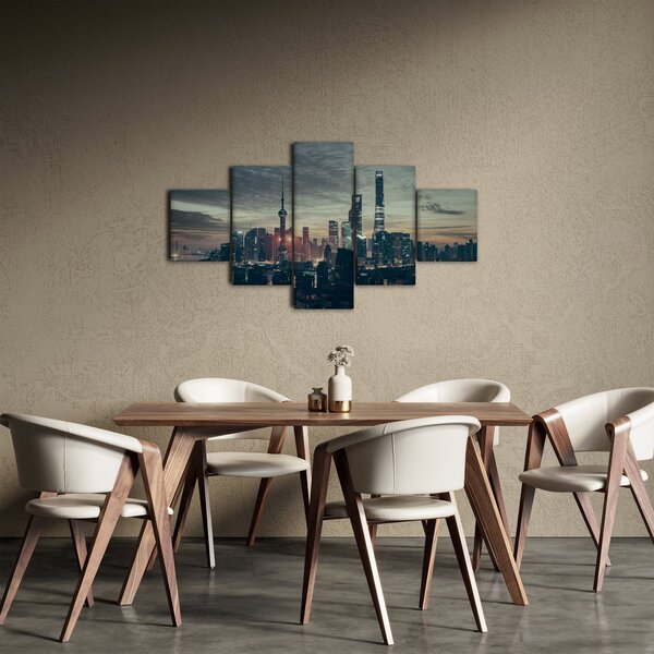 Obraz města za soumraku (125x70 cm)