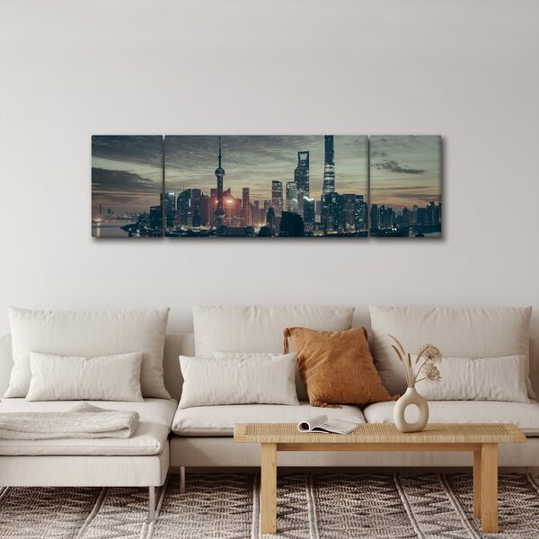 Obraz města za soumraku (170x50 cm)