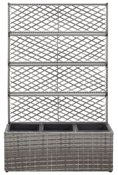 Vyvýšený záhon s treláží 3 květníky 83x30x130 cm polyratan šedý