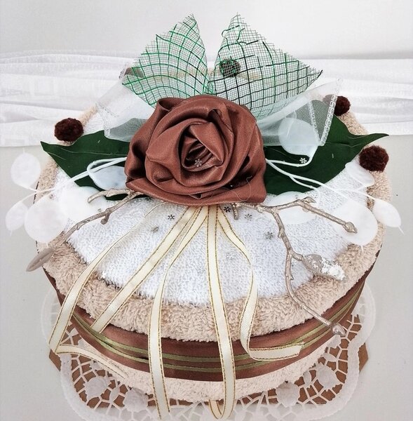 Textilní dort jednopatrový - růžička