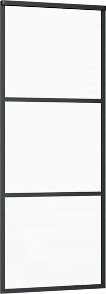 VidaXL Posuvné dveře s kováním ESG sklo a hliník, 2 vodorovné tyče [3081939] Velikost: 90 x 205 cm (183 cm sliding rail)