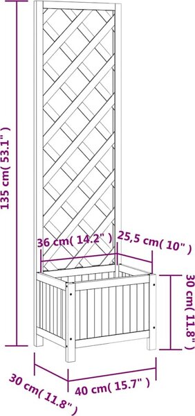 VidaXL Květináč s mřížkou masivní jedlové dřevo [41297] Barva: Šedá, Velikost: 90 x 35 x 180 cm