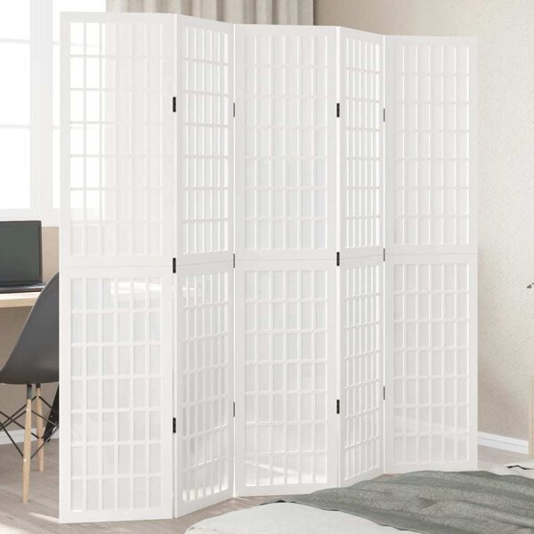 VidaXL Paraván 5dílný bílý masivní dřevo pavlovnie, vnitřní materiál kompozitní dřevo [358790] Velikost: 40 x 220 cm