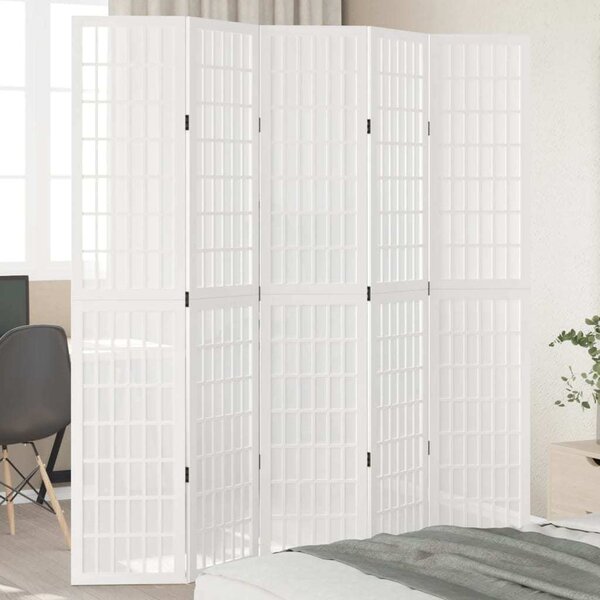 VidaXL Paraván 5dílný bílý masivní dřevo pavlovnie, vnitřní materiál kompozitní dřevo [358790] Velikost: 40 x 220 cm