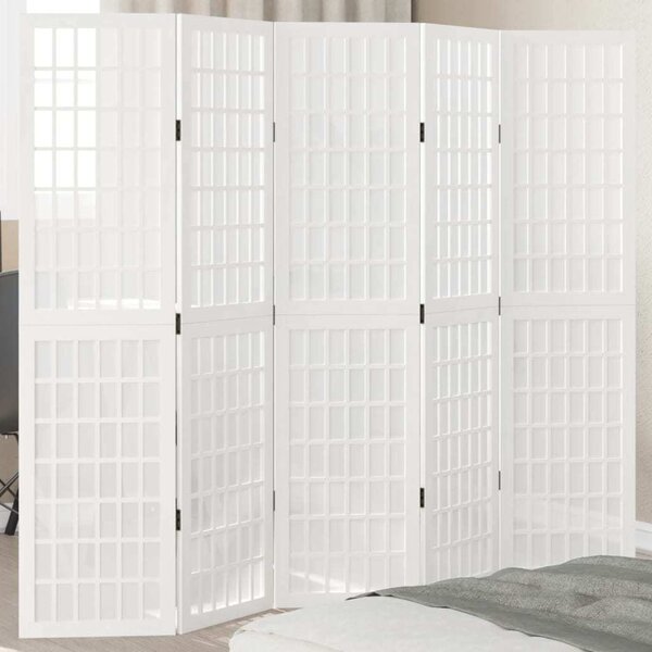 VidaXL Paraván 5dílný bílý masivní dřevo pavlovnie, vnitřní materiál kompozitní dřevo [358790] Velikost: 40 x 220 cm