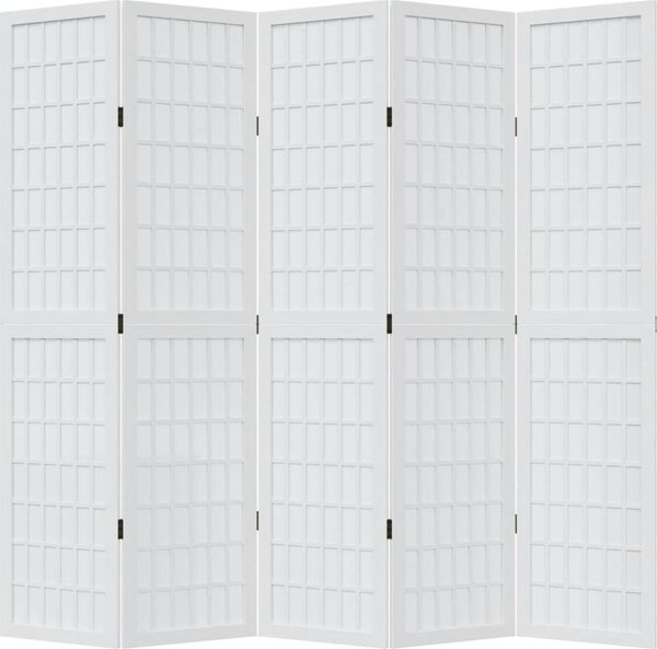 VidaXL Paraván 5dílný bílý masivní dřevo pavlovnie, vnitřní materiál kompozitní dřevo [358790] Velikost: 40 x 220 cm